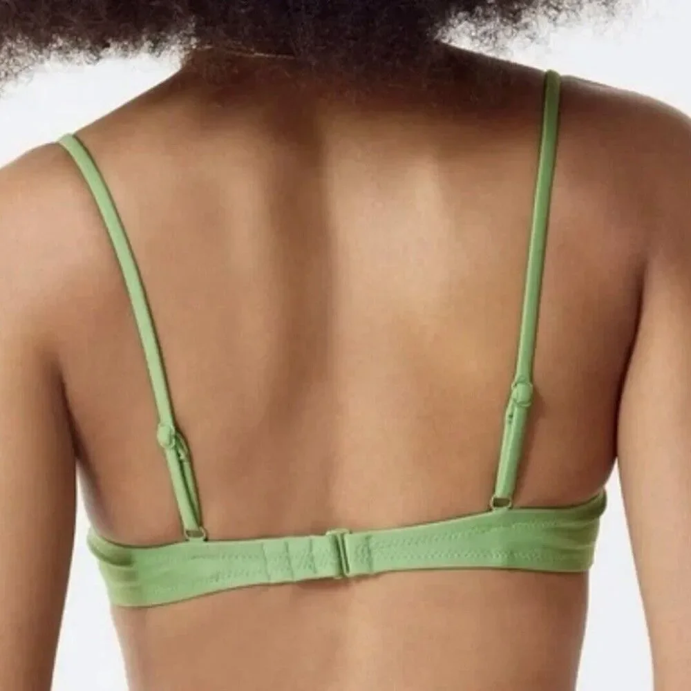 J Crew Balconette Underwire Bikini Top Size 36A Rustic Willow Green BX612 Beach - Picture 3 of 8